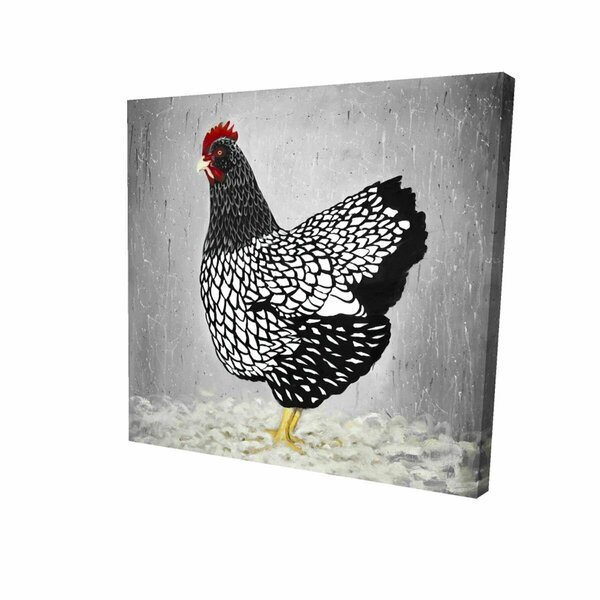 Fondo 16 x 16 in. Black & White Wyandotte Hen-Print on Canvas FO2792572